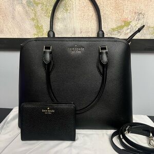 Kate Spade Darcy Black Leather Tote Bag & Wallet